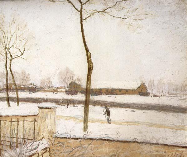 Alfred Sisley Snow Scene,Moret Station oil painting picture